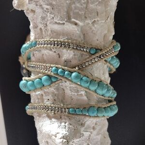 Elegant Turquoise Beaded Wrap Bracelet